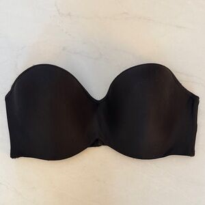 Maidenform 05032 Satin Smooth Black Strapless Bandeau Bra 36DD